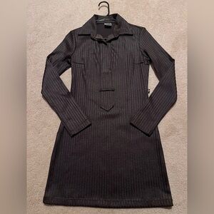 Zapping Charcoal Striped Mini Dress